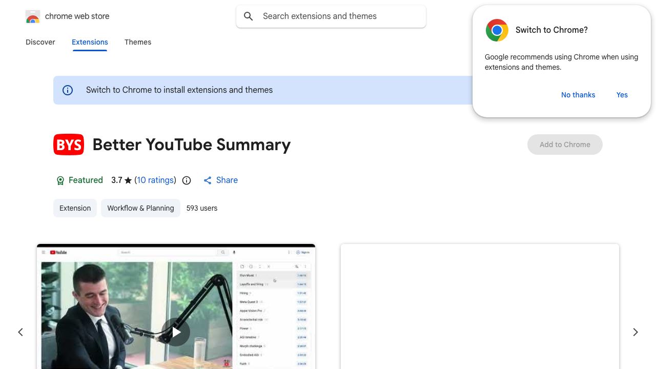 Better YouTube Summary 网站截图