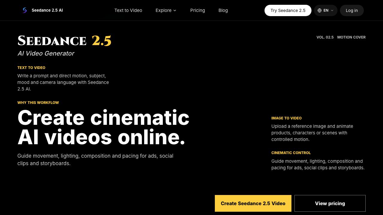 Seedance 2.5 AI 网站截图