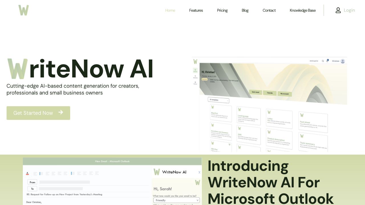 WriteNow AI 网站截图
