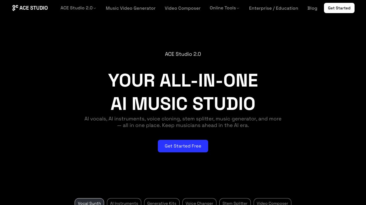 ACE Studio 网站截图