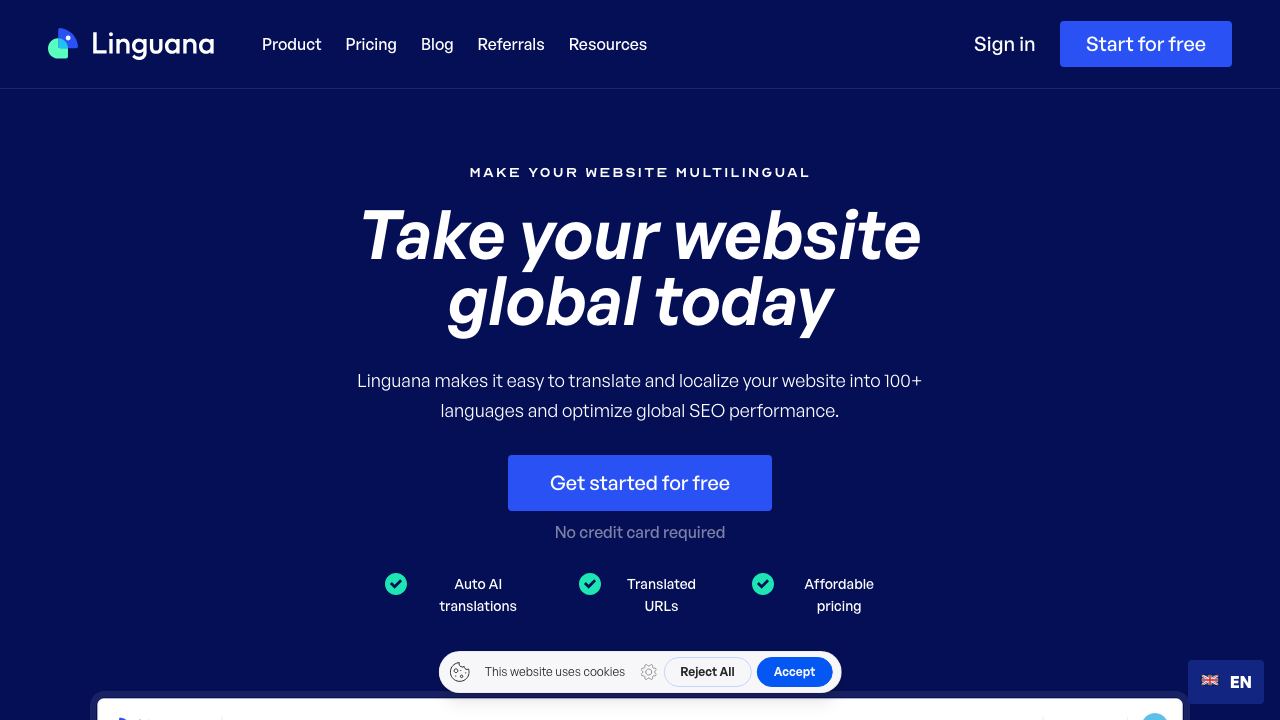 Linguana website screenshot
