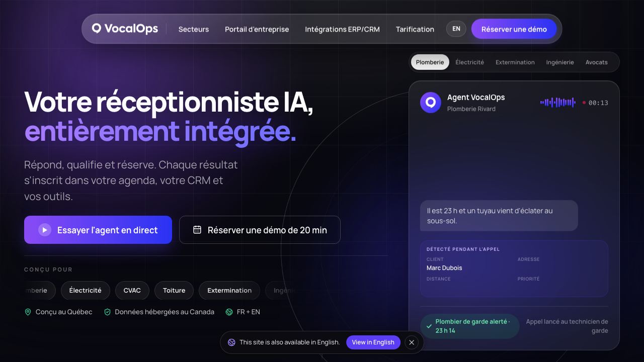 VocalOps website screenshot