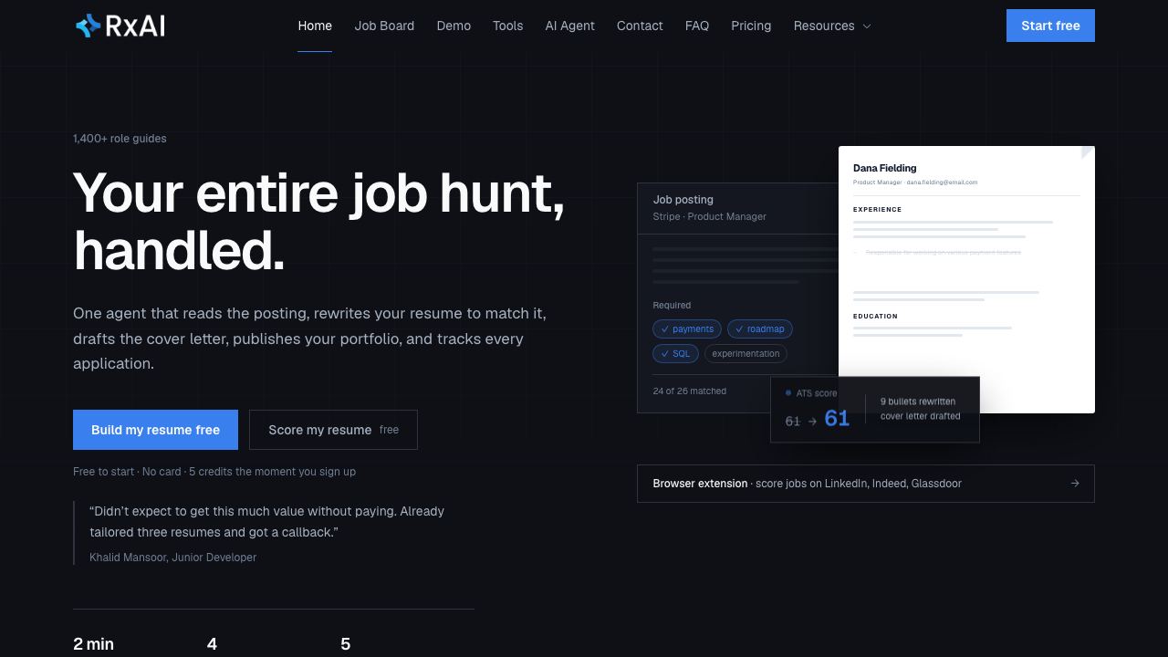 Resumize AI website screenshot