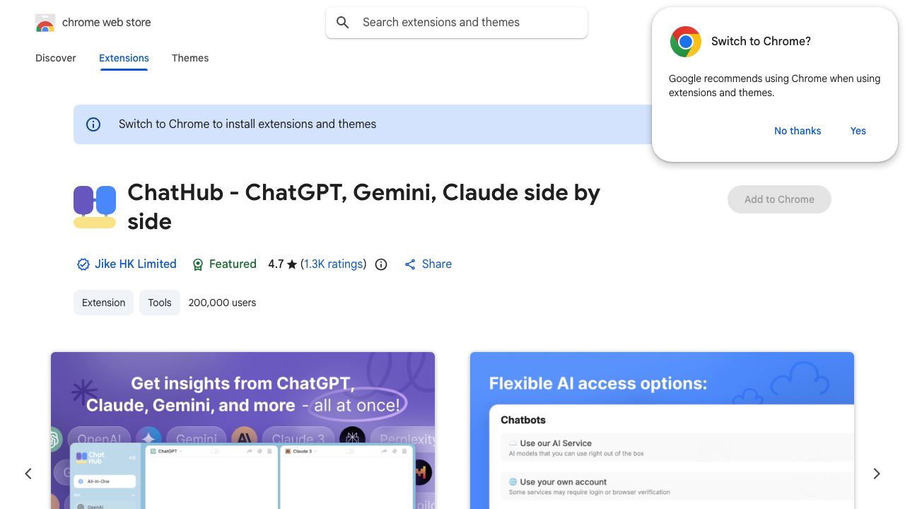 ChatHub 网站截图
