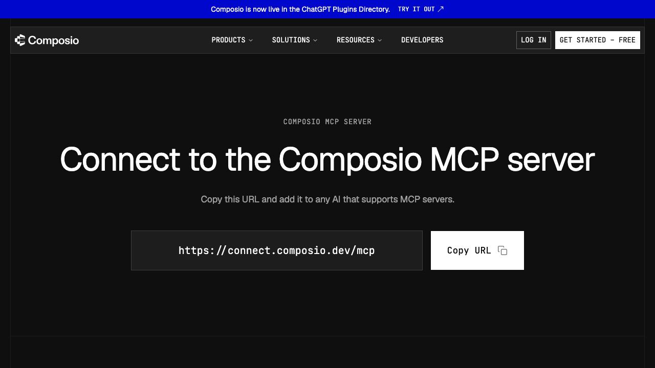 Composio MCP 网站截图