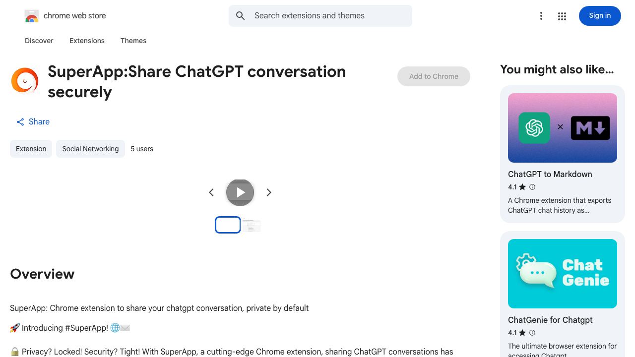 SuperApp:Share ChatGPT conversation securely 网站截图