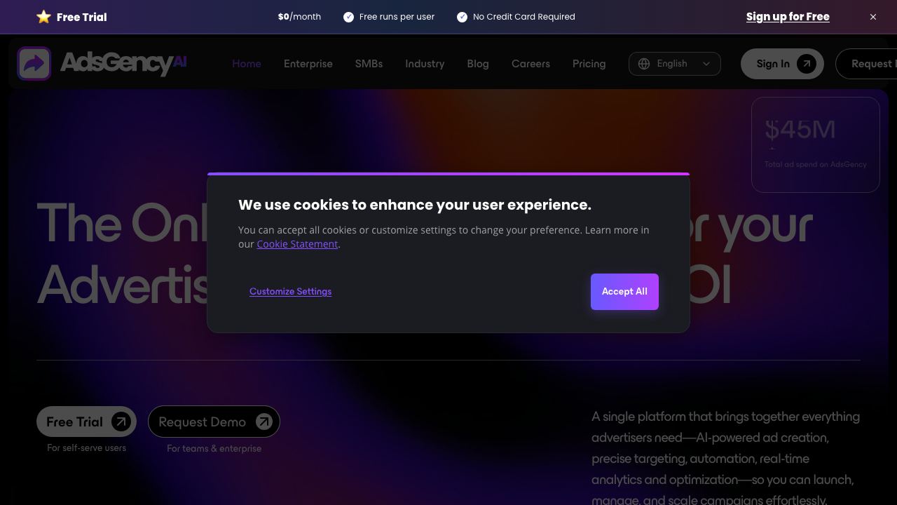 AdsGency AI 网站截图