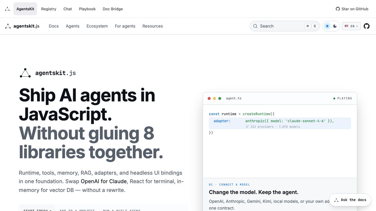 AgentsKit.js website screenshot