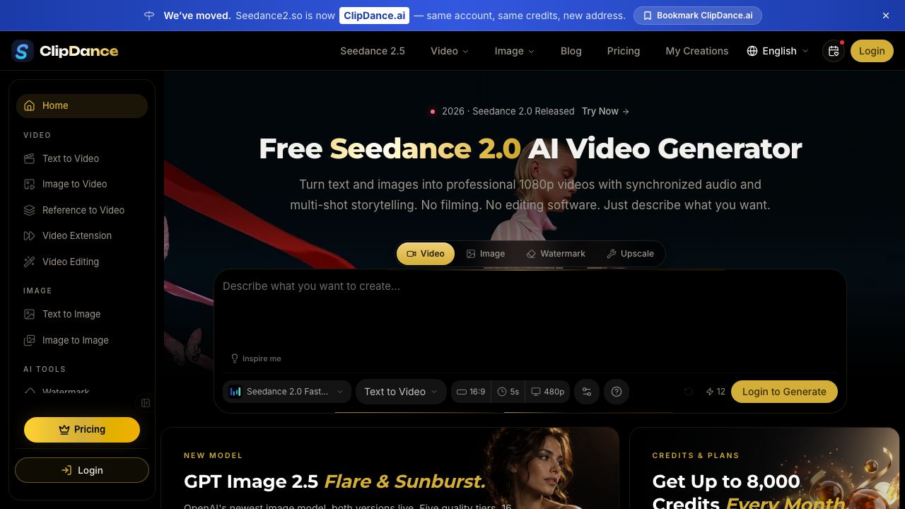 Clipdance website screenshot