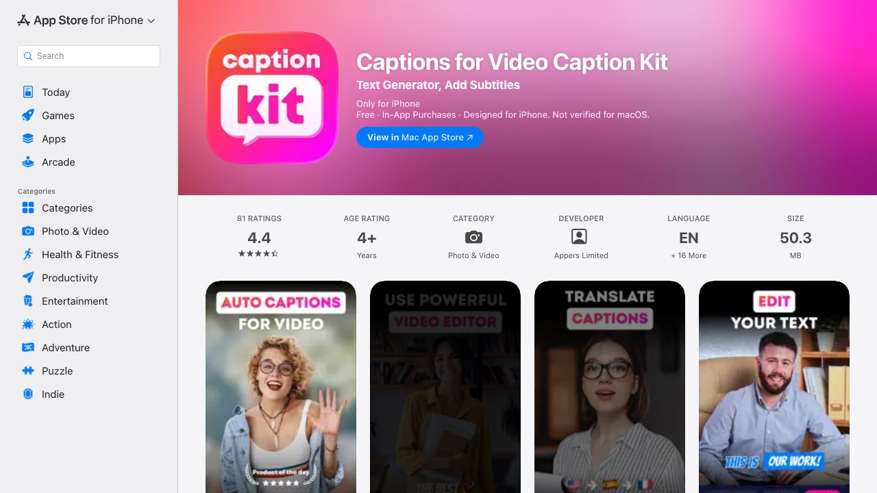 CaptionKit 网站截图
