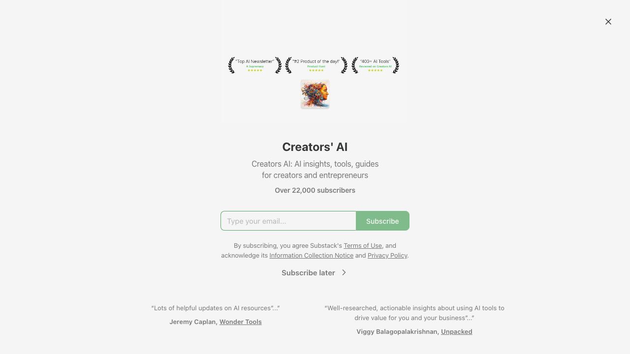 Creators' AI website screenshot