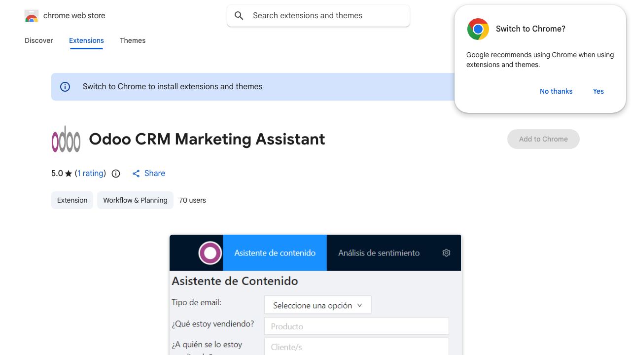 Odoo CRM Marketing Assistant 网站截图