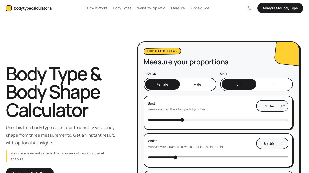 Body Type Calculator - 1 网站截图