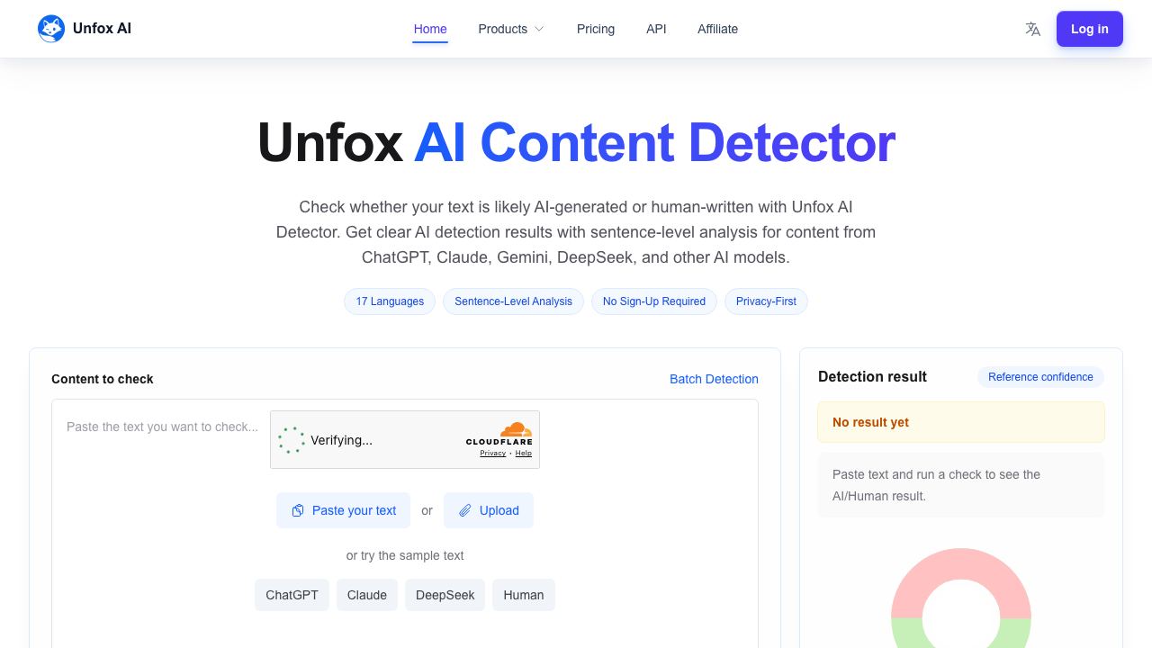 Unfox AI website screenshot