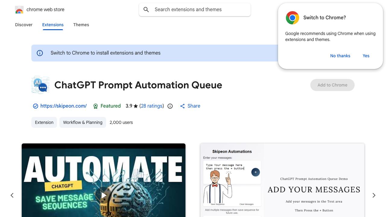 ChatGPT Prompt Automation Queue 网站截图