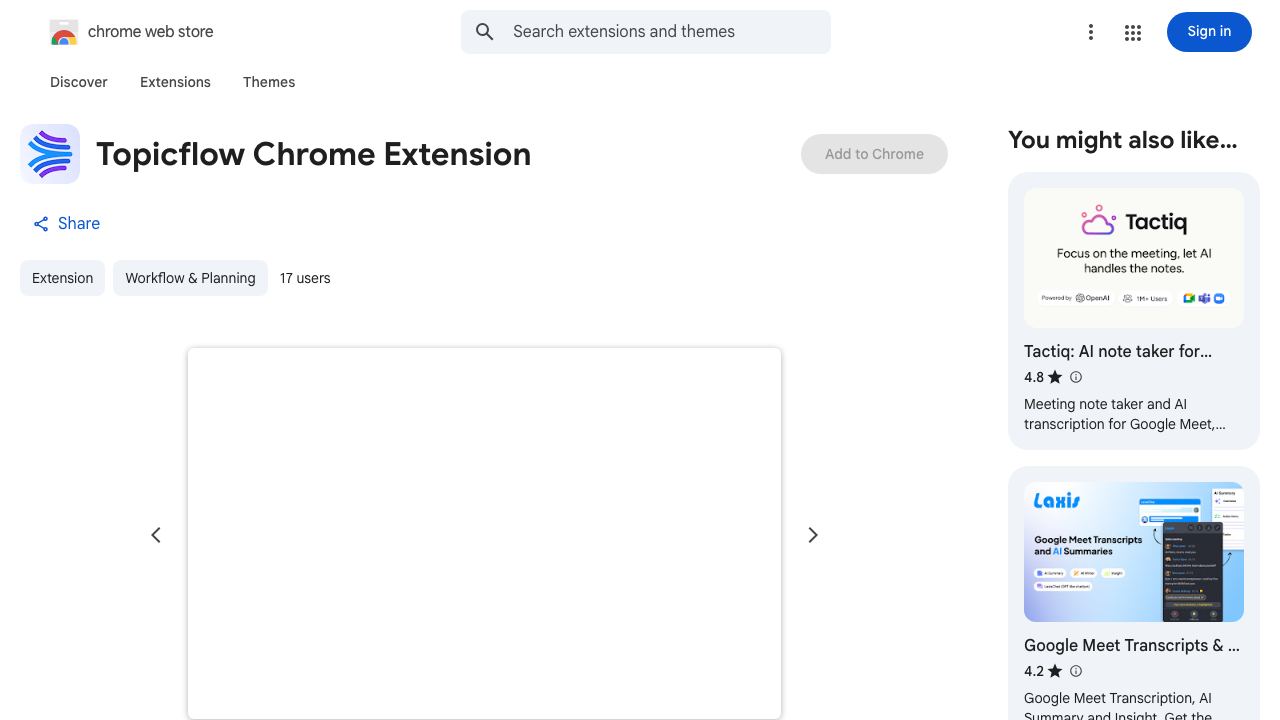 Topicflow Chrome Extension website screenshot