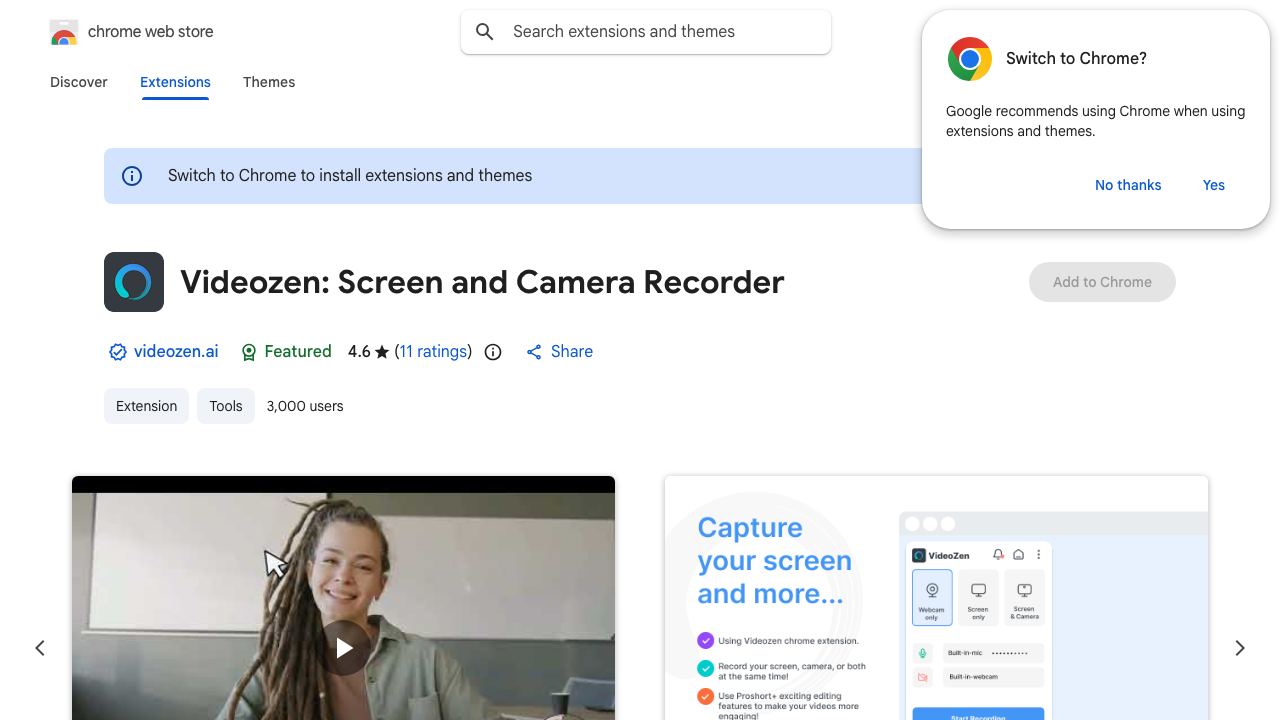 Videozen: Screen and Camera Recorder 网站截图