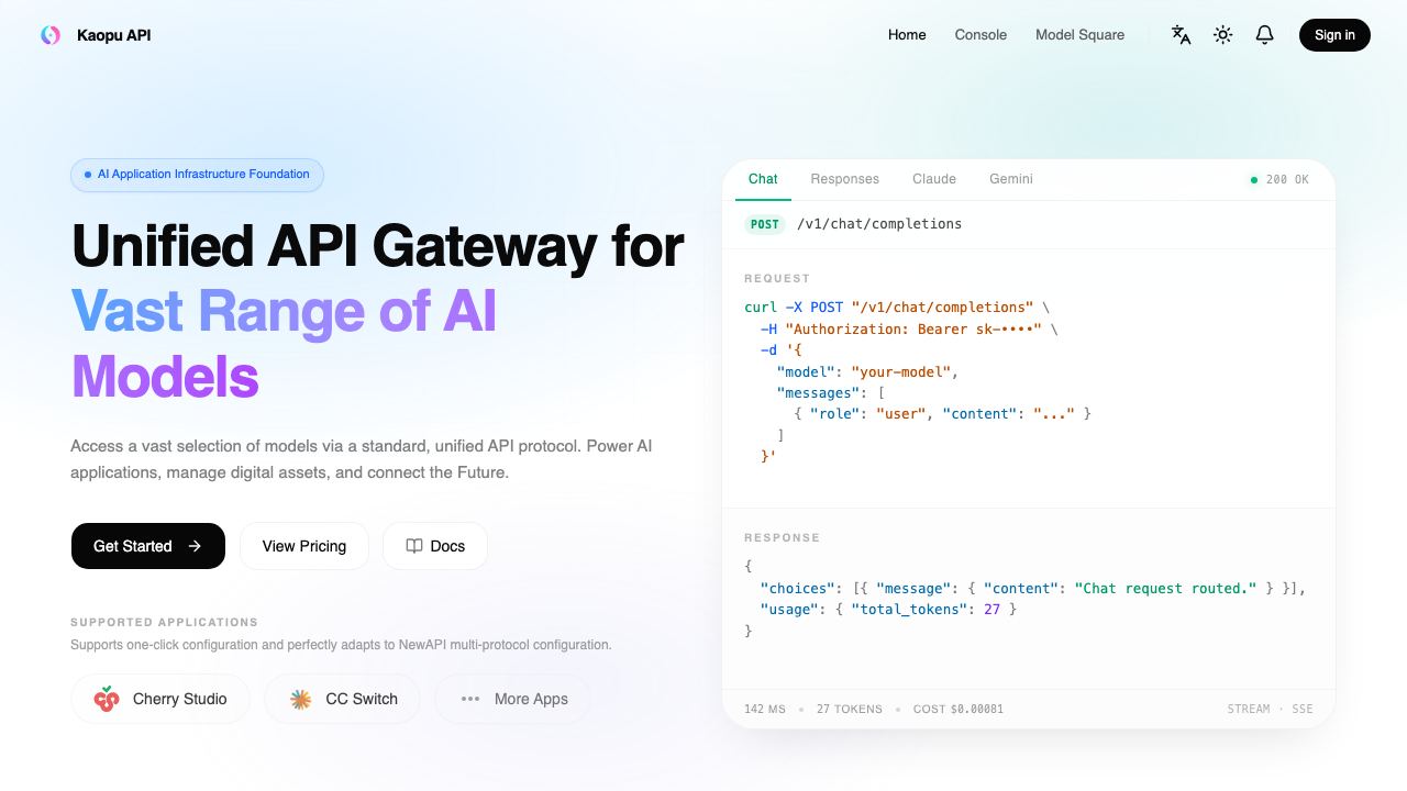 Kaopu API 网站截图