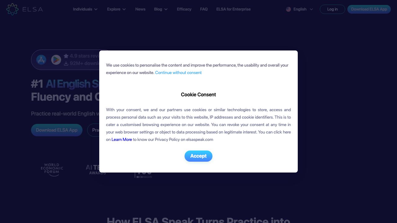elsaspeak website screenshot