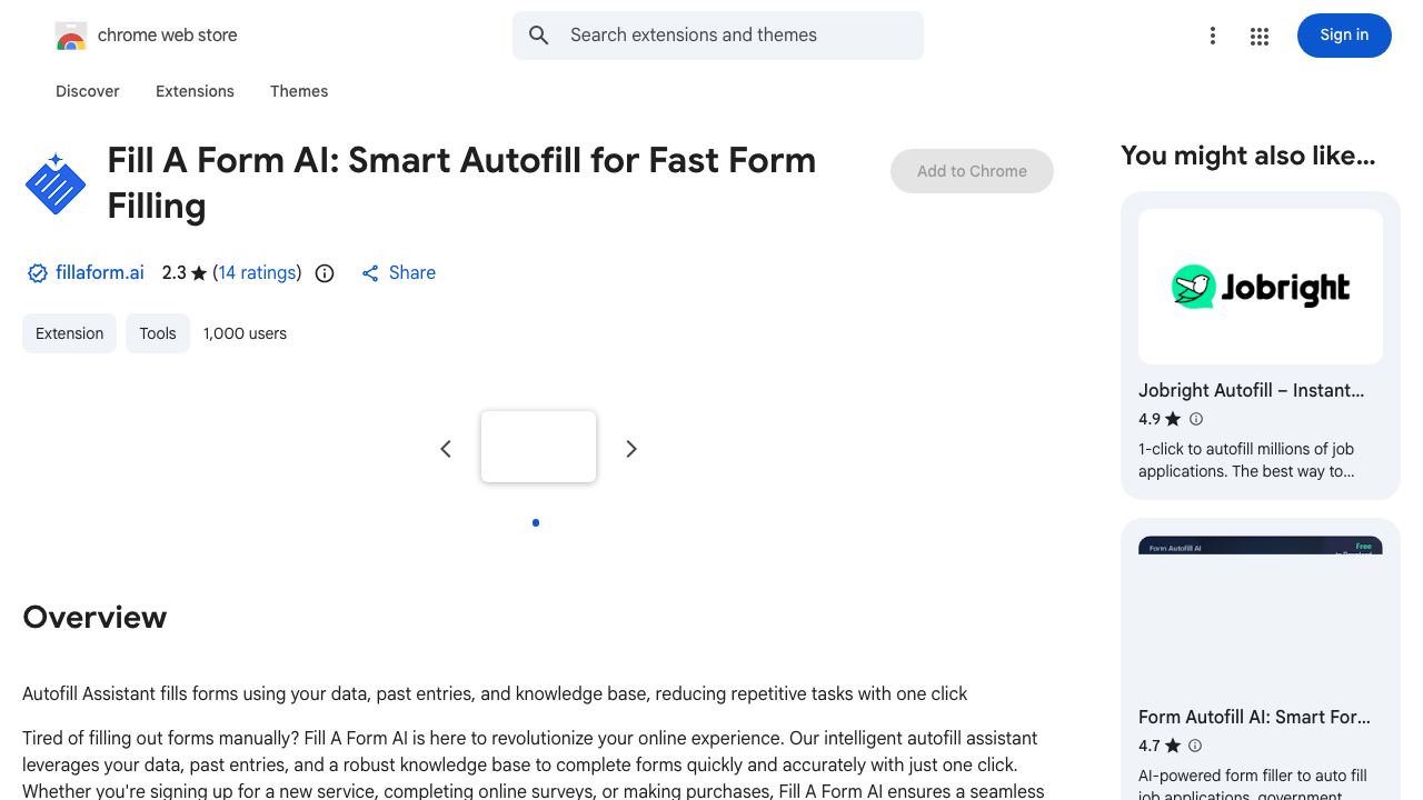 Fill A Form AI: Smart Autofill for Fast Form Filling 网站截图