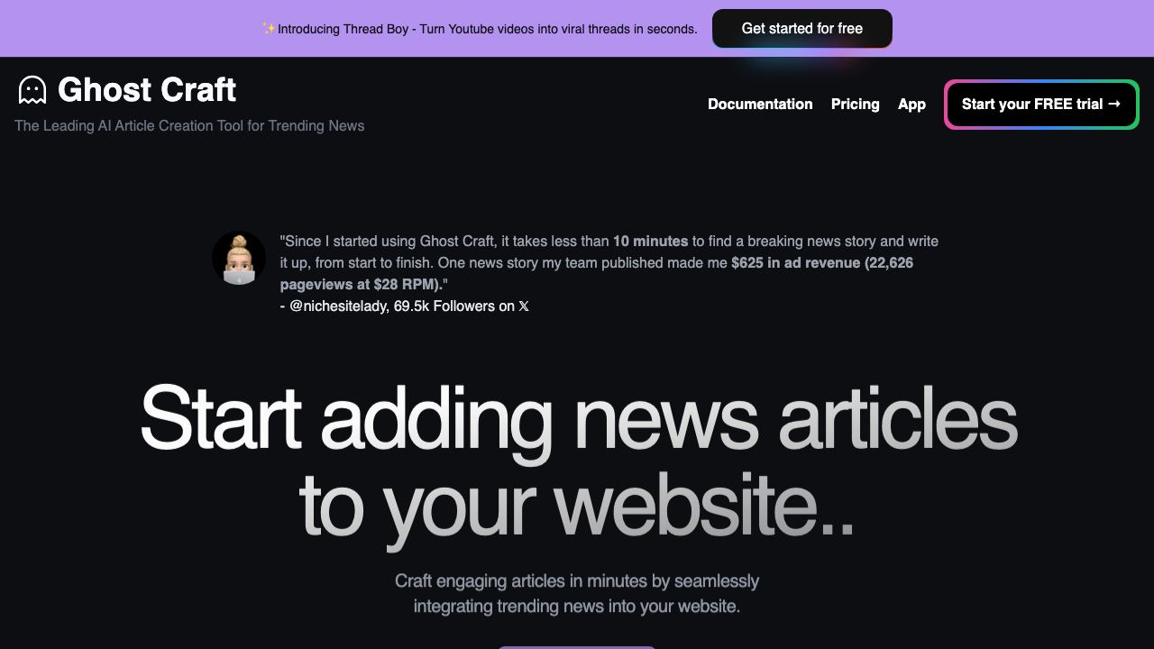 Ghost Craft: AI-Powered SEO 网站截图