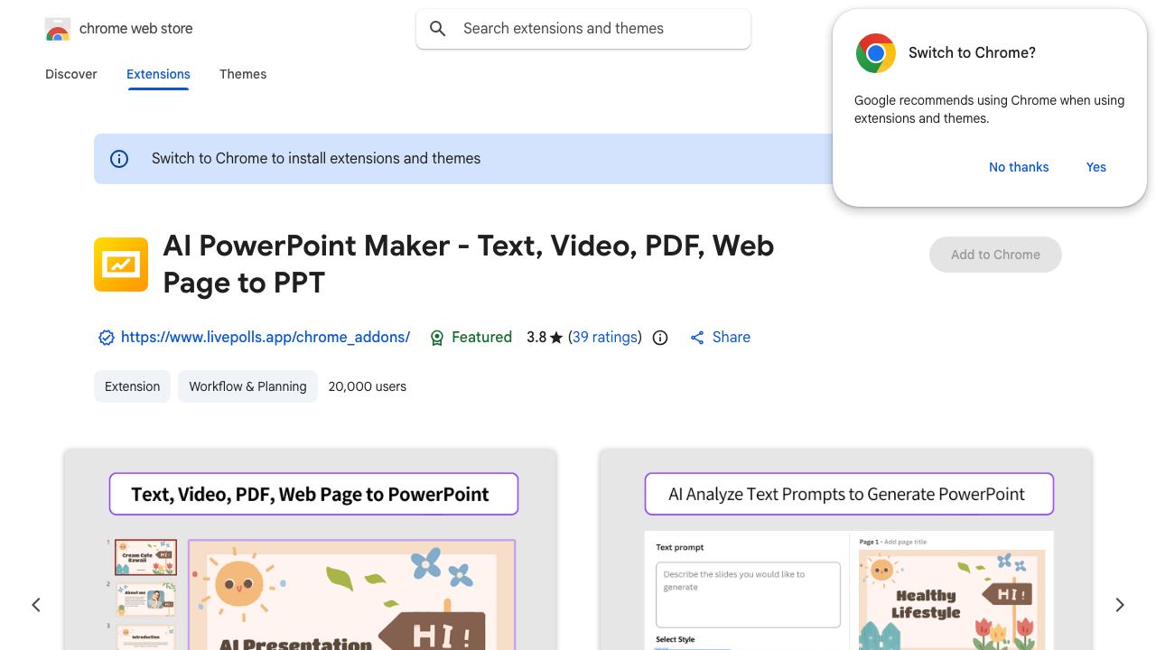 GPT PowerPoint Maker -Text, Video, PDF to PPT 网站截图