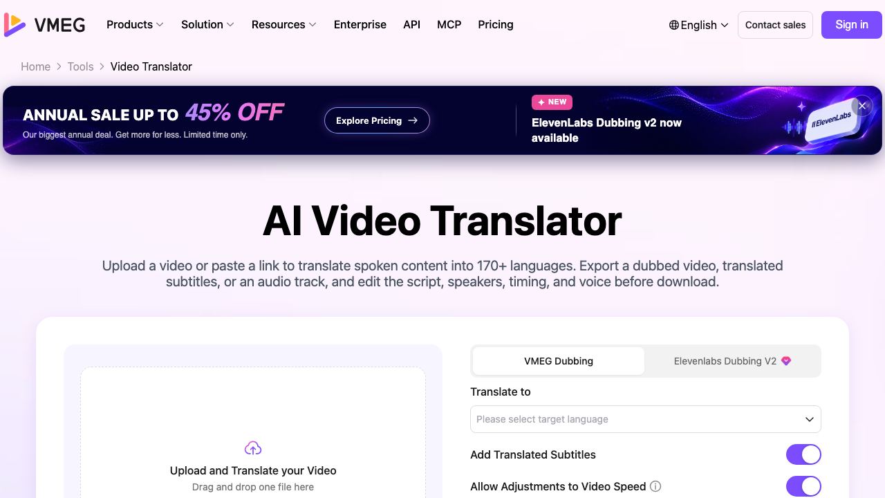 VMEG website screenshot