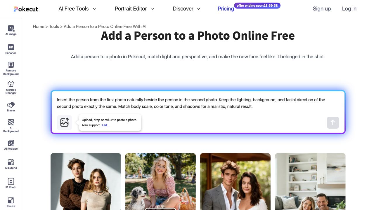 Add a Person to a Photo website screenshot