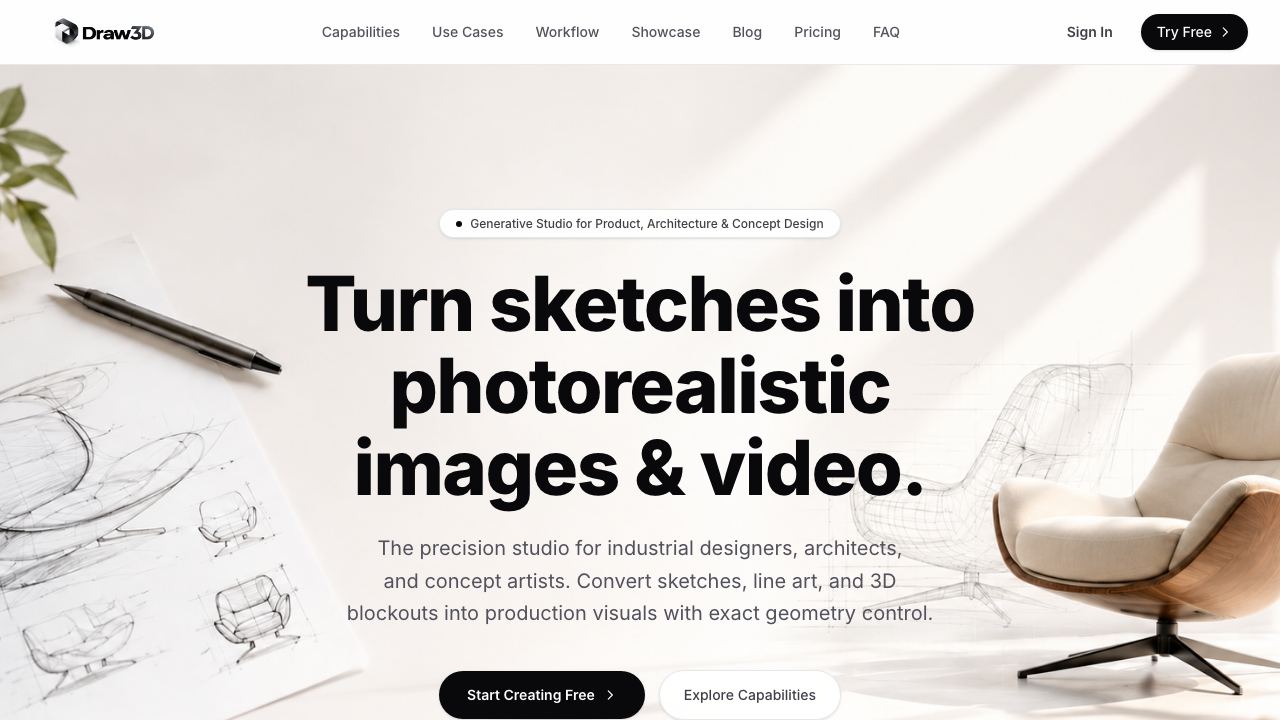 Draw3D website screenshot