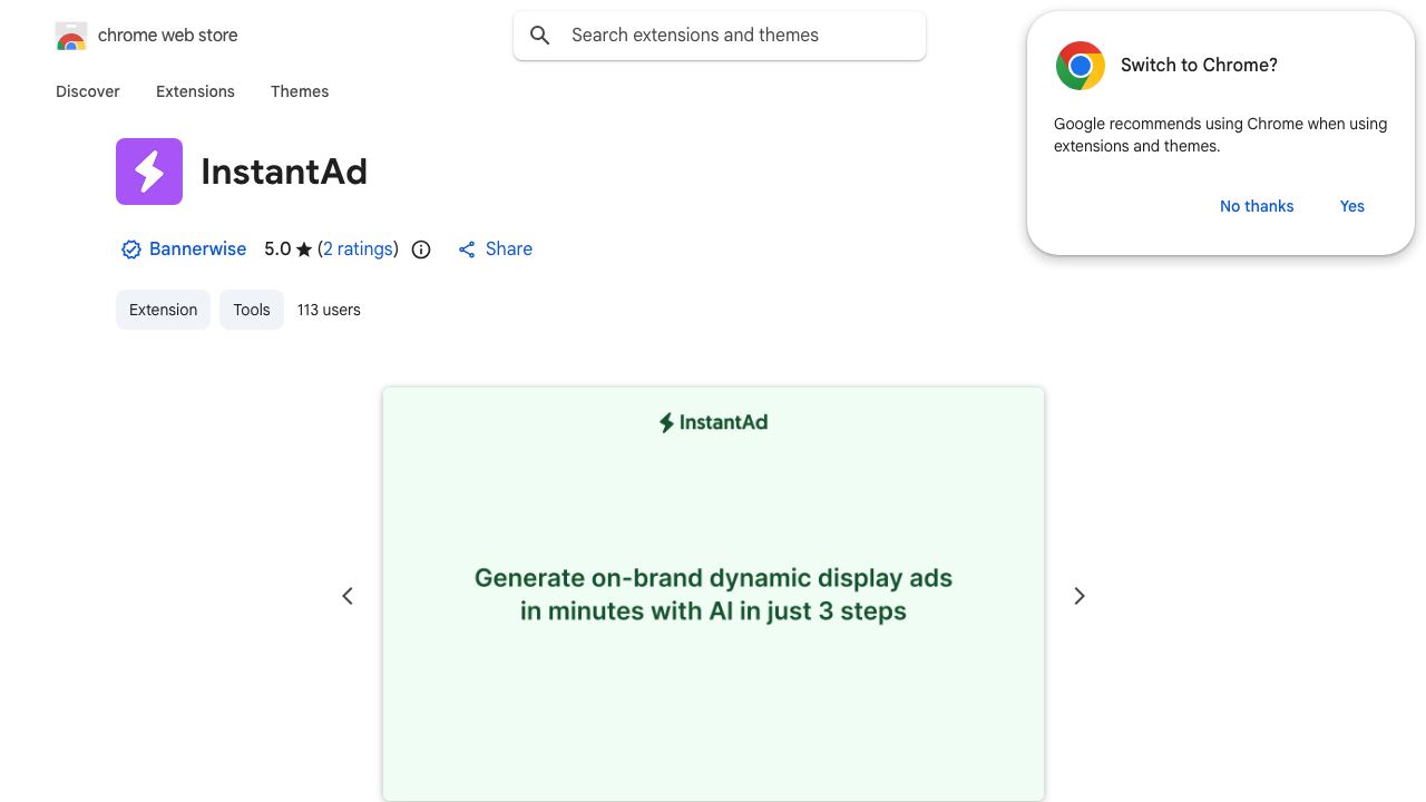 InstantAd 网站截图