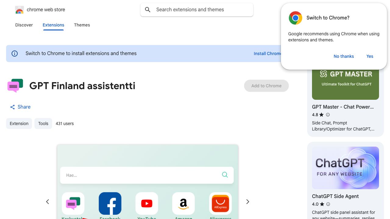 GPT Finland assistentti 网站截图