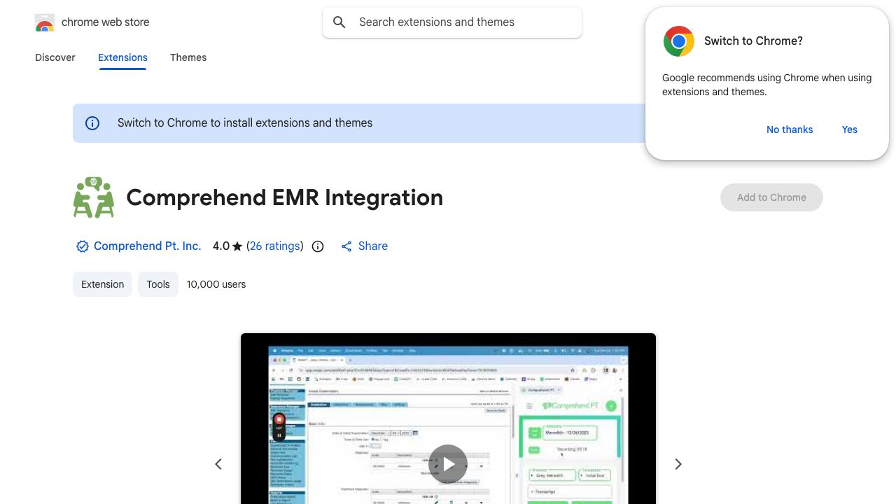 Comprehend PT EMR Integration 网站截图
