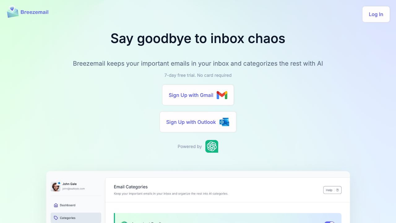 Breezemail website screenshot