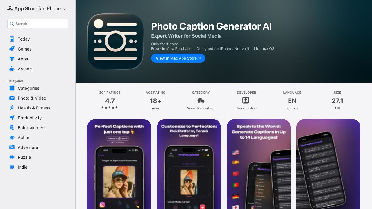 PhotoCaption 网站截图
