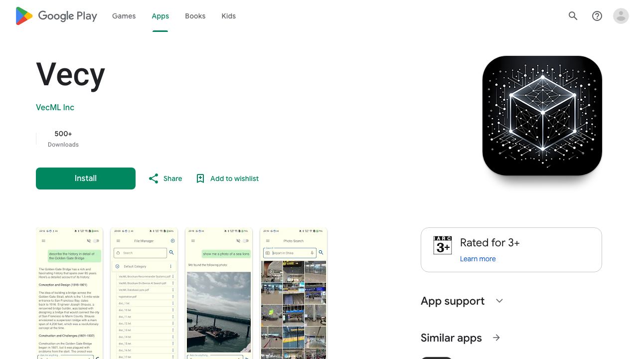 Vecy: On-device AI & LLM APP for RAG 网站截图