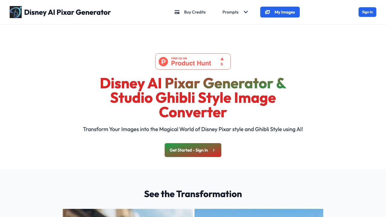Disney Pixar AI Image Generator 网站截图