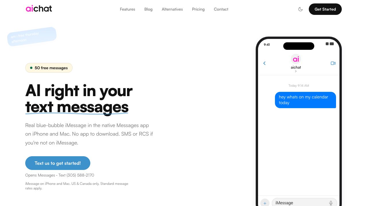 AI Chat SMS 网站截图