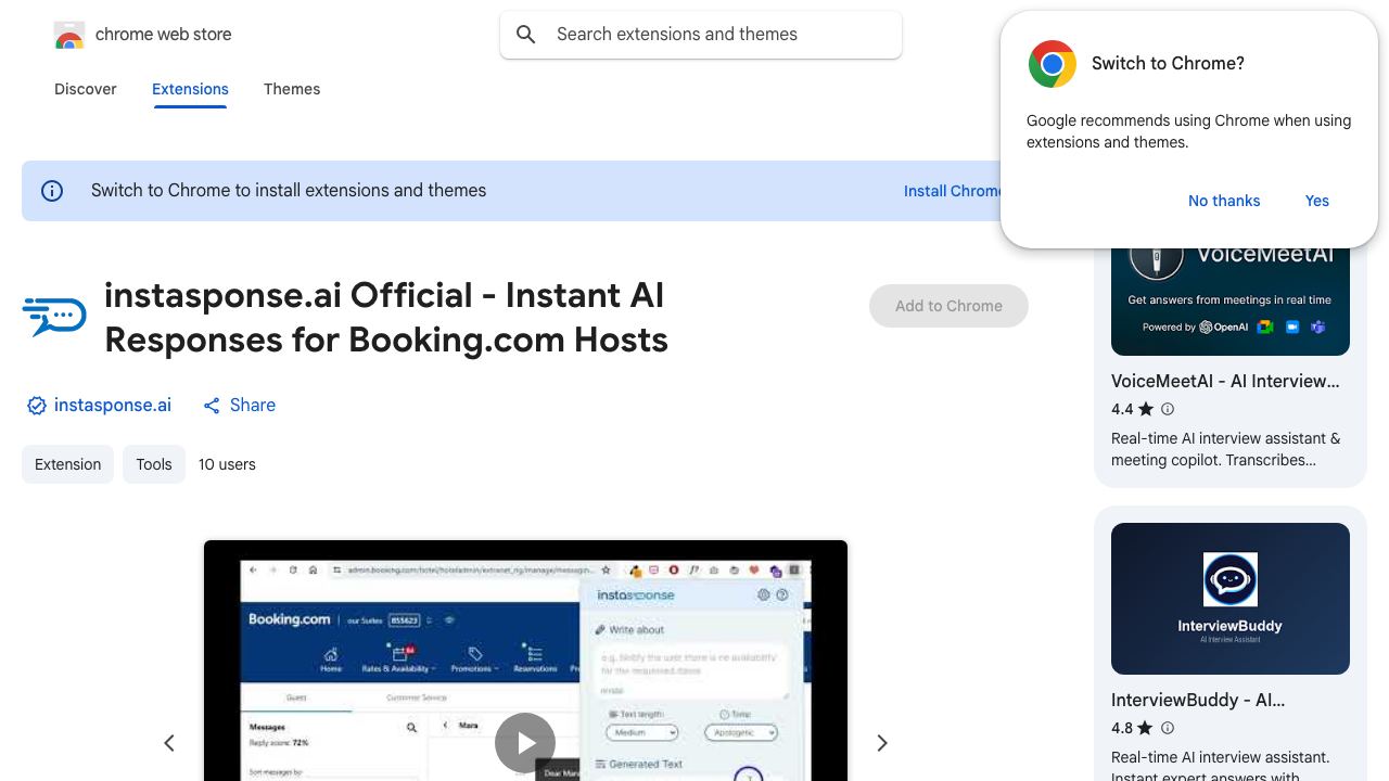 instasponse.ai Official - Instant AI Responses for Booking.com Hosts 网站截图