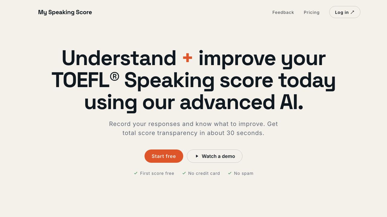 My Speaking Score website screenshot