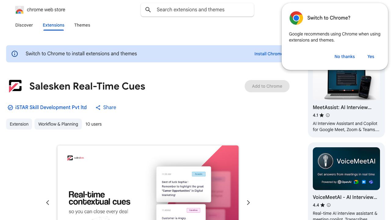 Salesken Real-Time Cues 网站截图