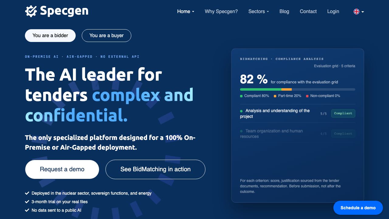 Specgen website screenshot