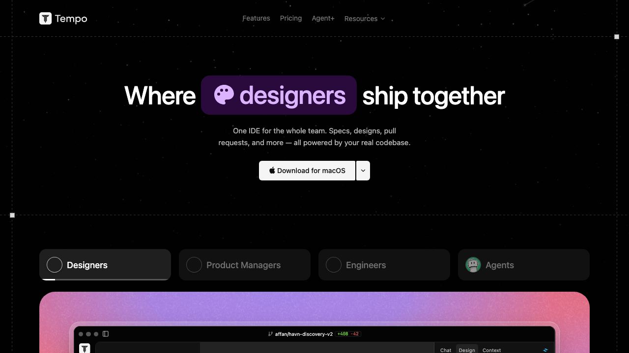 Tempo new website screenshot