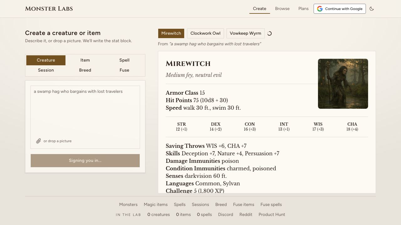 Monster Labs website screenshot