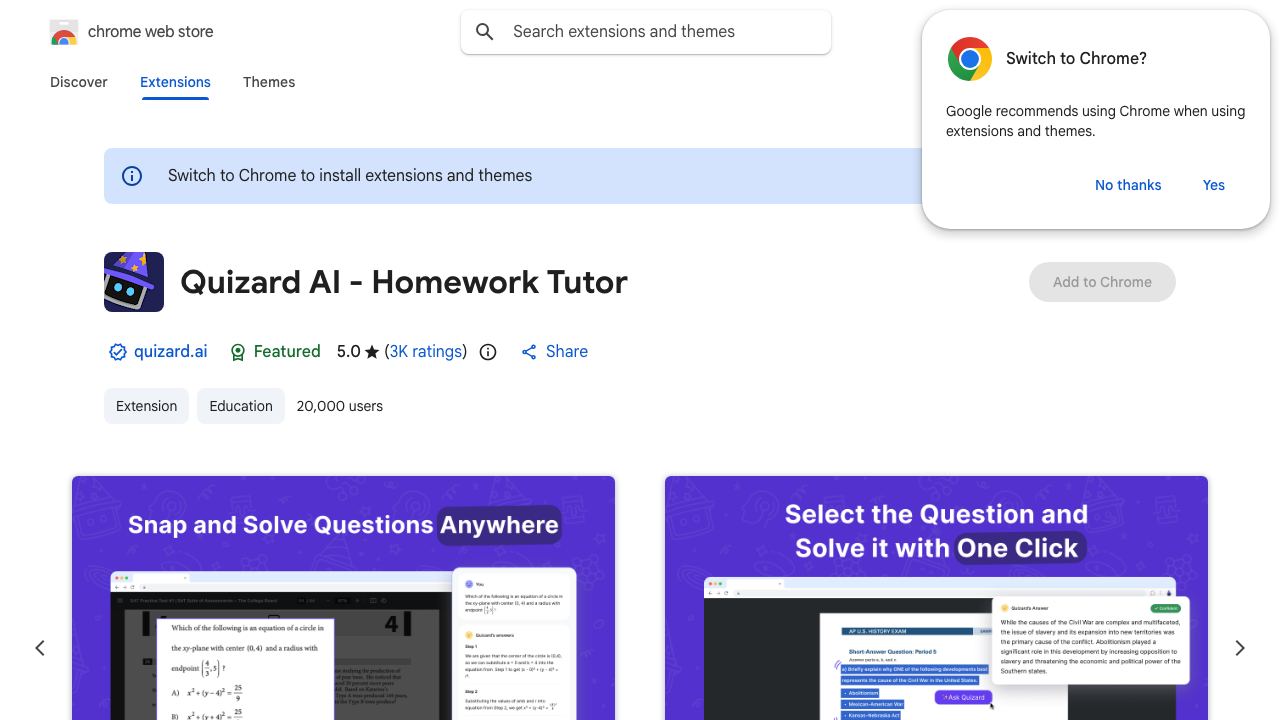 Quizard AI - Scan and Solve website screenshot