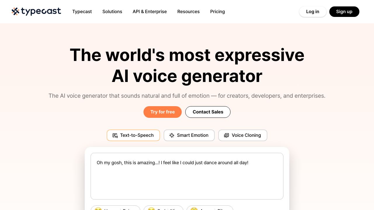 Typecast AI website screenshot