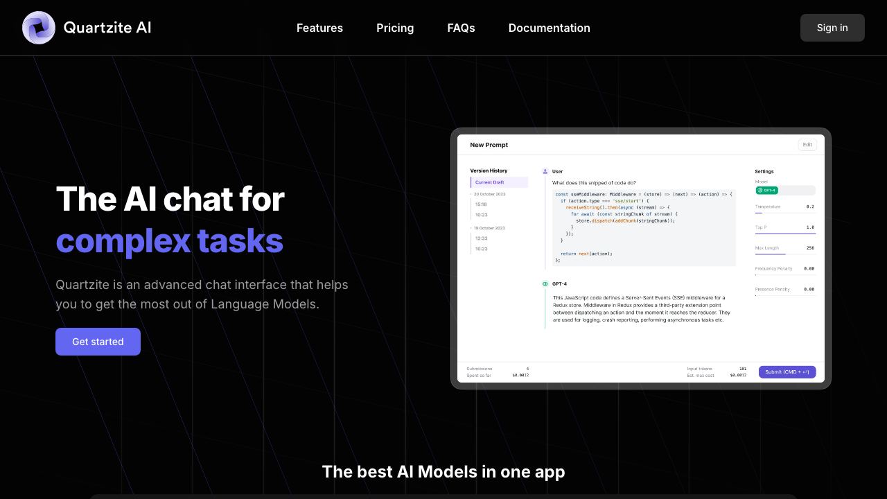 Quartzite AI website screenshot