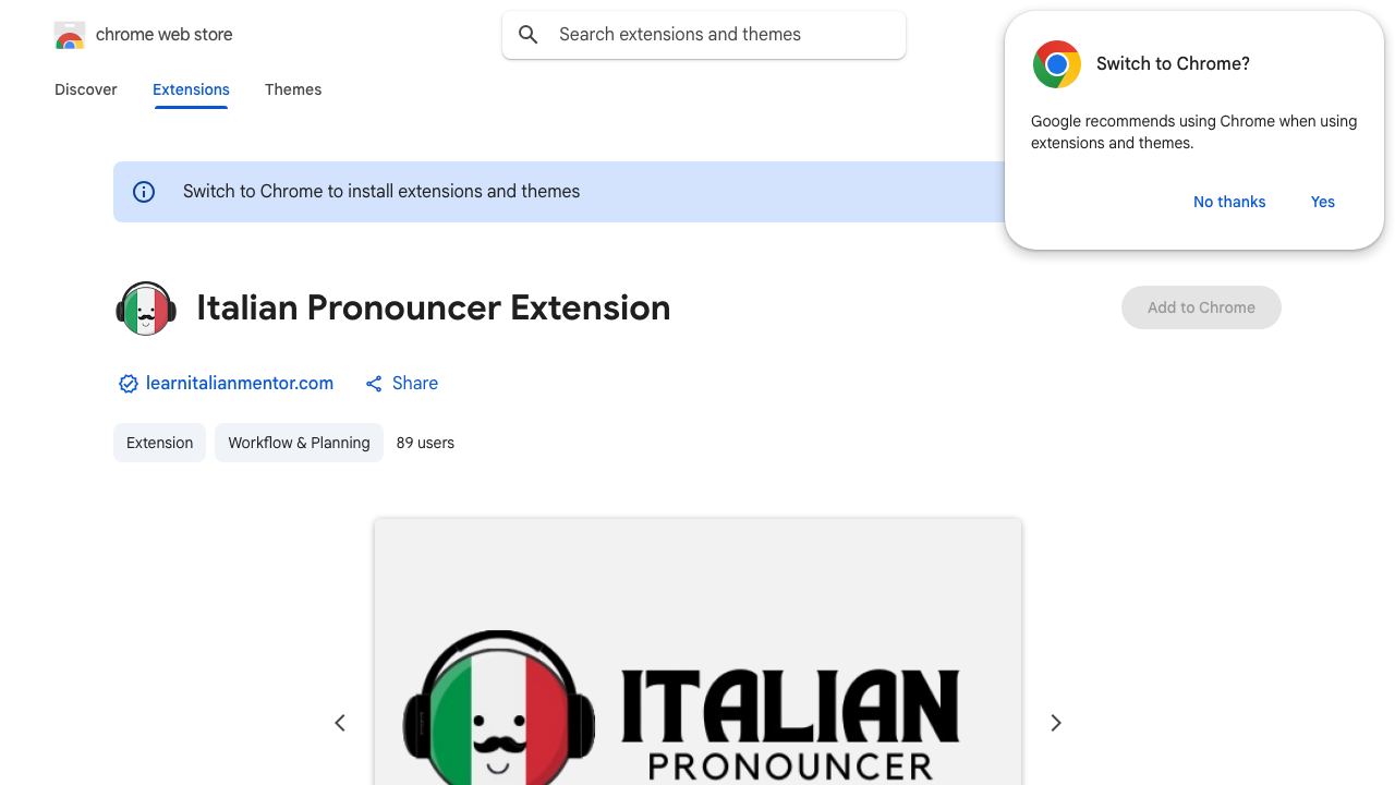 Italian Pronouncer Extension 网站截图