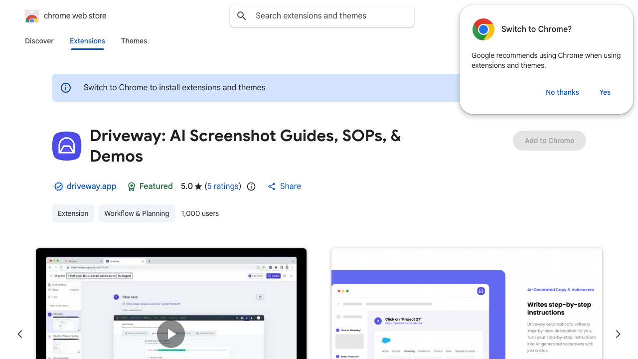 Driveway: AI Screenshot Guides, SOPs, & Demos website screenshot