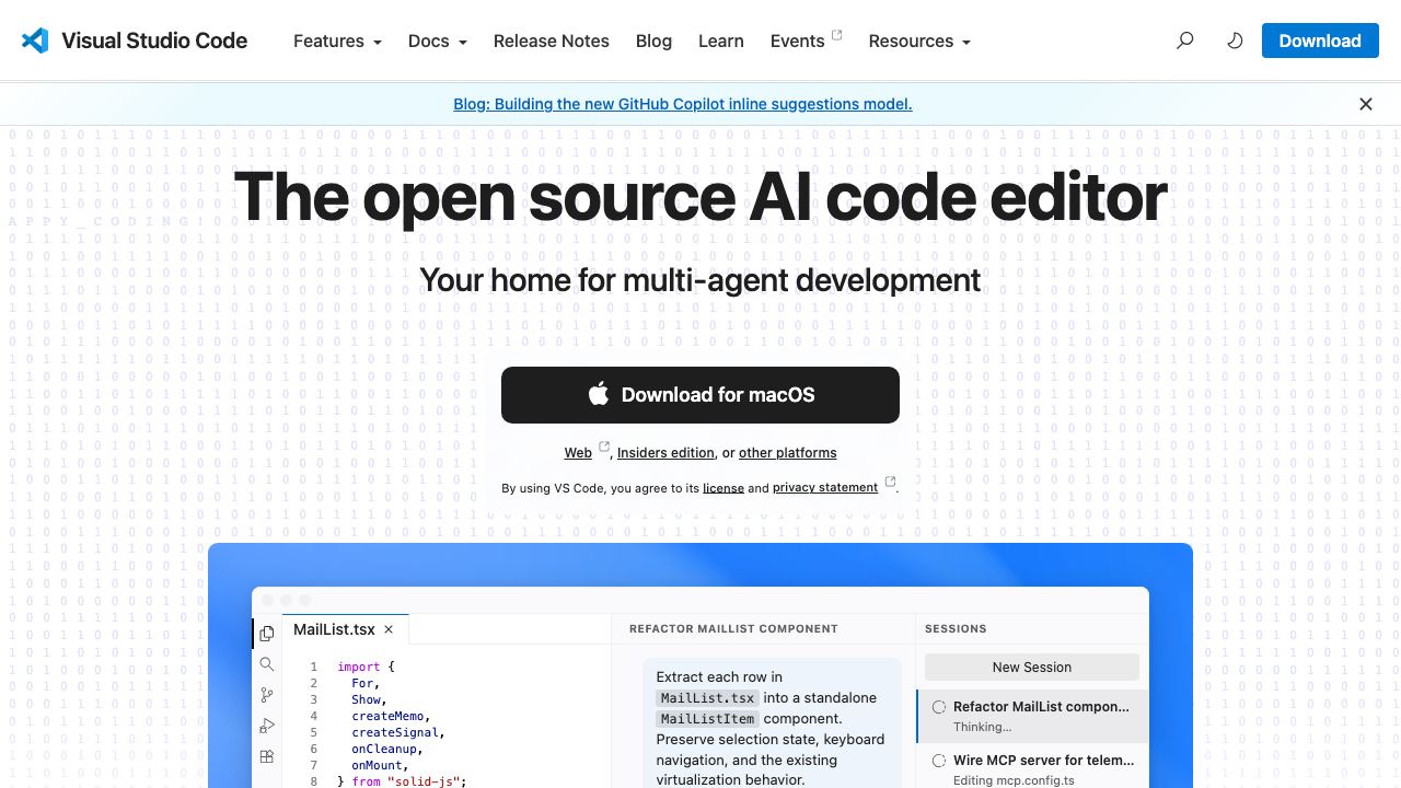 VS Code website screenshot