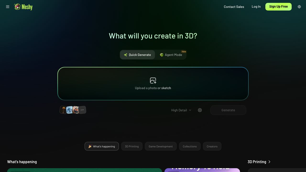 Meshy website screenshot